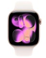 Apple Watch Series 11 GPS, koperta 46 mm z aluminium w kolorze różowego złota, pasek sportowy w kolorze łagodnego różu - rozmiar S/M