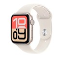 Apple Watch SE 3 GPS koperta 44 mm z aluminium w kolorze księżycowej poświaty, pasek sportowy w kolorze księżycowej poświaty - rozmiar M/L