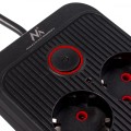 Maclean Listwa zasilająca MCE391 B 6 gniazd 4xUSB-A 1xUSB-C, 110-240V AC 50/60Hz, 2.1A max 2500W, czarna