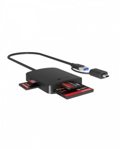 IcyBox Czytnik Kart CF,TF,SD,microSD, Type-C+A, IB-CR302-CU3