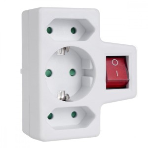 Maclean Gniazdko 1x16A 2x2.5A Schuko MCE215 z włącznikiem/wyłącznikiem, maks obciążenie 3680W, 2x wtyczka euro, 1x schuko