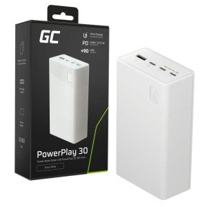 Green Cell Powerbank 30 000mAh, 22.5W, 4 porty, biały