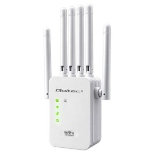 Qoltec Wzmacniacz sygnału WiFi | Repeater | Access Point | 300Mb/s | 6  anten | 2xRJ45