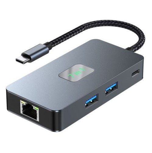 TB Adapter USB C (7w1) HDMI USB SD/TF RJ45 (2500 Mbps) PD
