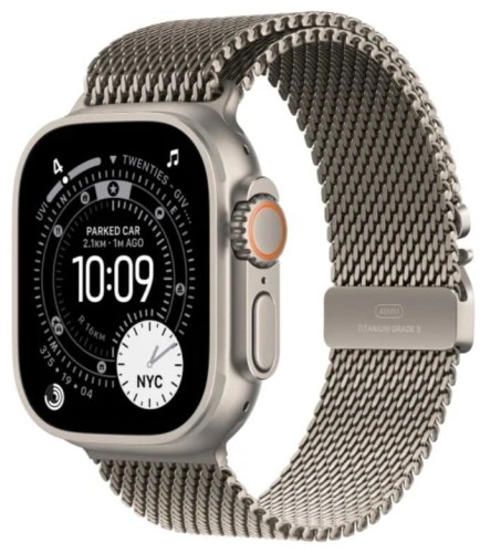 Apple Watch Ultra 3 GPS + Cellular, koperta 49 mm z tytanu w kolorze naturalnym, bransoleta mediolańska z tytanu w kolorze naturalnym - rozmiar L