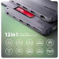 AXAGON HMC-12GM2 Wieloportowy hub USB + M.2 pozycja, 12in1 10Gbps, 3x USB-A, USB-C, HDMI, DP,  RJ-45, SD/mSD, audio, PD