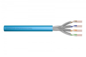 Digitus Kabel teleinformatyczny instalacyjny kat.6A, S/FTP, Eca, drut, AWG 23/1, LSOH, 100m ofoliowany, niebieski