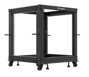 Lanberg Stojak Open rack 19 cali 12U 600x600-1100 regulowany czarny