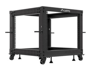 Lanberg Stojak Open rack 19 cali 9U 600x600-1100 regulowany czarny