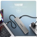AXAGON HMC-7HX2 Wieloportovy hub USB 7in1, 5Gbps, 2x USB-A, 1x USB-C, 2x HDMI 4K/60Hz, GLAN, PD 100W, 15cm USB-C kabel