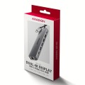 AXAGON HMC-7HX2 Wieloportovy hub USB 7in1, 5Gbps, 2x USB-A, 1x USB-C, 2x HDMI 4K/60Hz, GLAN, PD 100W, 15cm USB-C kabel