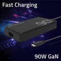Qoltec Ładowarka sieciowa 90W GaN Fast SLIM | PD | 5-20V | 4.5A | USB-C 3.1 | Laptop | MacBook | Smartfon | +kabel