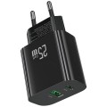 USAMS Ładowarka sieciowa 25W 1xUSB-C 1xUSB-A Fast Charging Czarna