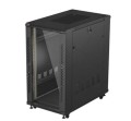 Lanberg Szafa instalacyjna rack stojąca 19" 22U 600x1000 czarna drzwi   przeszkolne ( flat pack)