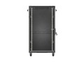 Lanberg Szafa instalacyjna rack stojąca 19" 22U 600x1000 czarna drzwi   przeszkolne ( flat pack)