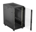 Lanberg Szafa instalacyjna rack stojąca 19" 22U 600x1000 czarna drzwi   przeszkolne ( flat pack)