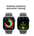 Apple Watch Series 11 GPS koperta 42 mm z aluminium w kolorze srebrnym, pasek sportowy w kolorze mlecznego fioletu - rozmiar S/M