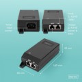 Digitus Zasilacz/Adapter PoE+ 802.3at aktywny max. 55V 30W 10/100/1000Mbps, transmisja do 100m