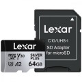 Lexar Karta pamięci microSD 64GB C10 A2 U3 V30 205/100MB/s Silver Plus