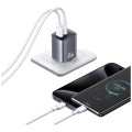 USAMS Ładowarka sieciowa T66 45W CC290 GaN Fast charge 1xUSB-A 1xUSB-C srebrny