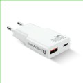 everActive Ładowarka sieciowa SUPER SLIM QC 3.0 30W 1XUSB 1XUSB-C biała SC-380Q