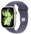 Apple Watch Series 11 GPS+Cellular koperta 42 mm z aluminium w kolorze srebrnym, pasek sportowy w kolorze mlecznego fioletu - rozmiar S/M