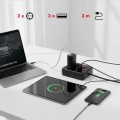 Maclean Listwa zasilająca MCE388 B 2 gniazda, 3xUSB, 110-240V AC 50/60Hz, 2.1A max 2500W, 3m czarna