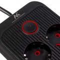 Maclean Listwa zasilająca MCE389 B 6 gniazd 4xUSB-A, 1xUSB-C 110-240V AC 50/60Hz, 2.1A max 2500W, czarna