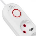 Maclean Listwa zasilająca 5 gniazd MCE395 W 3xUSB, 110-240v AC 50/60Hz, 2,1A max 2500W, biała
