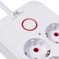 Maclean Listwa zasilająca MCE391 W 6 gniazd 4xUSB-A 1xUSB-C 110-240V AC 50/60Hz, 2.1A max 2500W, biała