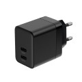 CRONG Ultra Compact GaN Ładowarka sieciowa 2x USB-C 35W PD 3.0 z PPS Czarna