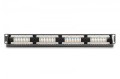 Digitus Panel krosowy (patch panel) 19'' 24x RJ45, LSA pion, kat.6, nieekranowany, 1U, prowadnica kabli, pola opisowe, Czarny