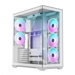 MODECOM Obudowa Volcano Space XL ARGB Full Tower 5 wentylatorów, biała