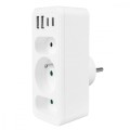 Maclean Rozdzielacz na 3 gniazda MCE248 F/W 2xUSB-A 2xUSB-C biały