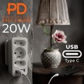 Maclean Rozdzielacz na 3 gniazda MCE248 F/W 2xUSB-A 2xUSB-C biały