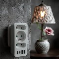Maclean Rozdzielacz na 3 gniazda MCE248 F/W 2xUSB-A 2xUSB-C biały