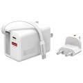 4smarts Ładowarka sieciowa Flex Jojo 65W GaN 2xUSB-C + USB-A Biała       rozwijany wbudowany kabel