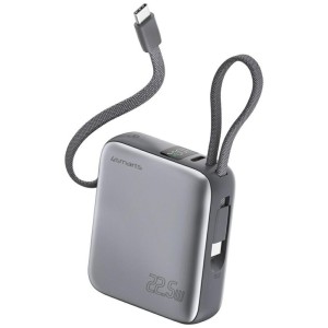 4smarts Powerbank Pocket Dual Cord 10000mAh 22,5W z wbudowanym kablem USB-C 15cm Szary