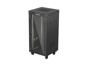 Lanberg Szafa instalacyjna rack stojąca 19" 24U 600x600  czarna drzwi przeszklone LCD ( Flat pack)V2
