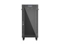 Lanberg Szafa instalacyjna rack stojąca 19" 24U 600x600  czarna drzwi przeszklone LCD ( Flat pack)V2
