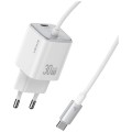 USAMS Ładowarka sieciowa JC Series CC264 30W GaN Fast Charge wbudowany kabel USB-C biała