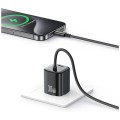 USAMS Ładowarka sieciowa JC Series CC264 30W GaN Fast Charge wbudowany kabel USB-C biała