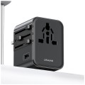 USAMS Ładowarka travel adapter 17W CC308 USB-C + USB-A 4w1 US/AU/EU/UK czarna