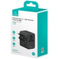 USAMS Ładowarka travel adapter 17W CC308 USB-C + USB-A 4w1 US/AU/EU/UK czarna
