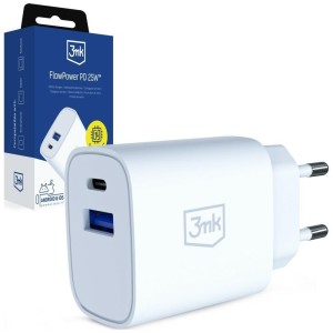 3MK Ładowarka sieciowa 25W USB-A USB-C PD QC4+ FlowPower biała