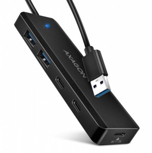 AXAGON HUE-C2A HUB 4-portowy 5gbps 2x USB-A 2x USB-C, USB-C power in, kabel Type-A 19cm