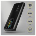 AXAGON EEM2-SD2B Obudowa zewnętrzna aluminiowa bezśrubowa USB-A/C 3.2 Gen2 M.2 NVMe/SATA wyświetlacz LED, czarny