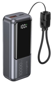 Gembird PowerBank LCD 10000mAh QC3.0 20W szary