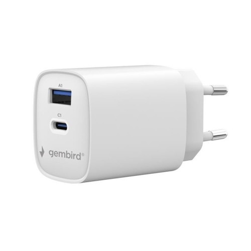 Gembird Ładowarka uniwersalna 1xUSB-C/A QC 3.0 PD 45W biała
