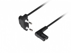Lanberg Kabel zasilający EURO (radiowy) CEE 7/16- IEC 320 C7 1.8m kątowy VDE czarny